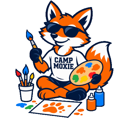 Moxie the Fox painting at arts and crafts